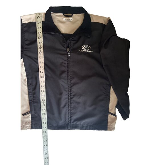 Cutter & Buck Black & Tan Jacket Polyester Country Coach Logo Full Zip, Medium - Picture 7 of 7